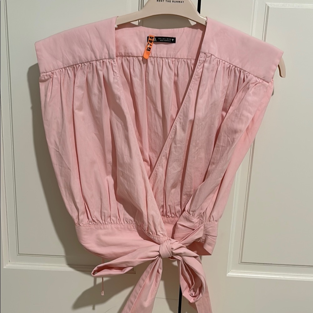 Zara Pink Sleeveless Wrap Blouse with Sailor Collar